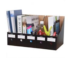 Feile Halter mit Etiketten, Set mit 5 Robust Karton Zeitungsständer, Ordner Halter, Zeitschriften Ordner Organizer, Feile Aufbewahrungsschachtel Buch Behälter für Klassenzimmer Bibliothek Organizer