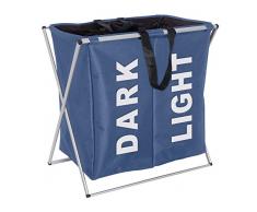 Wenko 3440022100 Wäschesammler Duo Blau - Wäschekorb, Fassungsvermögen 120 L, Kunststoff - Polyester, 59 x 57 x 38 cm, Blau