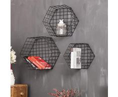 unknow Wandmagazinhalter, Metall Magazin Rack Hexagon Bücherregal Magazin Regal Einfache Wandbehänge Perforierte Büro und zu Hause Geometrie