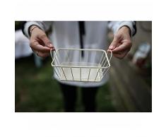 Cylficl Maschendraht-Schmiedeeisen-täglicher Ablagekorb-Gartenkorb-Ablage-Eisenkorb, weiß