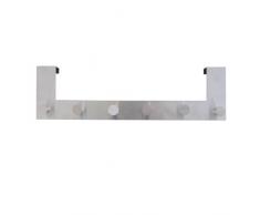 axentia Türgarderobe mit 6 Haken, Kleiderhaken für die Tür ohne Bohren, Türhaken für Küche, Badezimmer, Wohnzimmer und Flur, Edelstahl