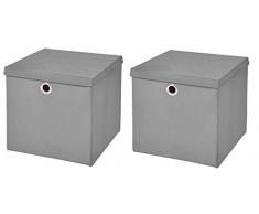 StickandShine 2er Set Hellgrau Faltbox 28 x 28 x 28 cm Aufbewahrungsbox faltbar mit Deckel