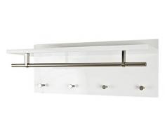 Haku Möbel Wandgarderobe- MDF Dekor Hochglanz weiß- mit Hutablage Breite 75 cm