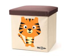 little Babo Faltbare Aufbewahrungsbox Kinder - groß & stabil zum sitzen - Spielzeug-Kiste mit Deckel - Aufbewahrung im Kinderzimmer - Regal-Korb - Storage Box - Aufbewahrungskorb Kinderzimmer (Tiger)