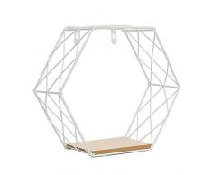Saniswink schlichte und langlebige Heimdekoration, Eisen, sechseckiges Gitter, Wandmontage, Hängeregal für Wohnzimmer, Dekoration, Textil, weiß, 1