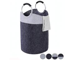 Mangata Wäschekorb kinderzimmer Premium Filz Wäschesammler groß faltbar Korb (grau)