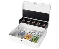 Parrency Große Geldkassette mit Geldfach, Sicherheitsverschluss, freitragendes Münzfach, 3 Bills/5 Münzen Large weiß