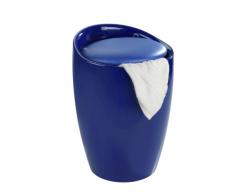 WENKO Badhocker Candy Blau, Hocker mit Stauraum für das Badezimmer und Wohnzimmer, integrierter Wäschesammler, ABS-Kunststoff, Fassungsvermögen 20 L, Ø 36 x 50,5 cm