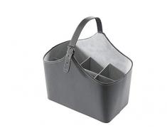 Flaschenkorb Zeitungskorb Kaminkorb - Kunstleder - grau - 38x22x21/40 cm