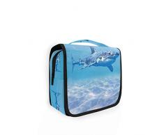 Rulyy Kulturtasche zum Aufhängen unter Wasser Tier Hai Kosmetik Waschtasche Große Kapazität Organizer für Reisen Make-up Fall Tragbare Tasche für Mädchen Frauen Damen
