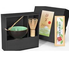 Aricola Matcha-Set 3-teilig moosgrÃ¼n,bestehend aus Matcha-Schale, Matcha-LÃ¶ffel und Matcha-Besen (Bambus) in Geschenkbox. Original