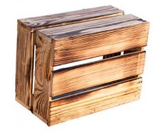 Kistenkolli Altes Land kleine geflammte massive Obstkiste Frieda Maße ca 30x22x16cm Weinkiste Regalkiste Ablageregal (1er set Frieda geflammt)