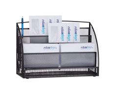 Relaxdays Magazinständer Metall, groß, 4 Fächer, Zeitungsständer, für Büro, Tischablage, HBT: 30 x 45 x 18 cm, schwarz Magazinhalter Metallgeflecht, 18 x 45 x 30 cm