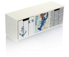 com-four® Mini-Kommode mit 3 Schubladen - Holz-Schränkchen im maritimen Design - Mini-Schrank zur Aufbewahrung von Schmuck, Kosmetik und Kleinkram (1 Stück - 33x10x12-3 Schubladen)