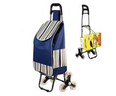 JYGMTC Ablea Einkaufstrolley, Faltbarer Treppenkorb mit 6 Rollen, Abnehmbarer Rucksack, Tragkraft 50 kg, Blau