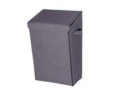 Wenko 62024100 Mobiler Wand Wäschesammler, Wäschekorb, Kunststoff - Polyester, Fassungsvermögen 30 L, 33 x 54 x 26 cm, grau