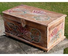 Massiv Holz Lotus hell Spielzeugtruhe Schatz Truhe 27L
