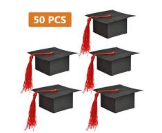 QLOUNI 50 Stück Abschlussfeier Geschenkschachtel Graduation Cap geformt Geschenkbox Baby Süßigkeit Schachtel mit Doktor-Hut Sugar Pralinenschachtel für Abschlussfeier. Party, Taufe/Geburtstag
