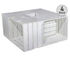 Vintage-Möbel24 GmbH 4er Sparpaket Neue weiße Apfelkiste, Obstkiste, Holzkiste, Weinkiste 50x40x30cm