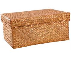 huashangbaihuodian Weidenkorb , Große Kapazität Einfache Schublade Typ Abgedeckte Desktop Kleinigkeiten Unterwäsche Aufbewahrungsbox Bild Box Kunst Box A_28 * 18 * 11 cm, A 28 * 18 * 11 cm