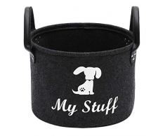 Morezi Runder Filzkorb für Hundespielzeug, Hundespielzeug, Korb mit Griffen, ideal für die Organisation von Haustier-Spielzeug, Decken, Leinen und Futter