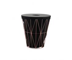 axentia Wäschekorb Design Wäschesammler mit Deckel-Wäschesack Stoff & Kupfer-Wäschebox für Schmutzwäsche-Wäschetonne Groß und Rund-Wäschebehälter 50l, Metall, Schwarz/kupferfarben, 40 x 40 x 43.5 cm
