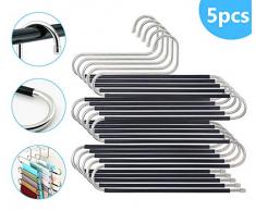 Benooa Edelstahl Platzsparend Hosenbügel Mehrfach Kleiderbügel Platzsparender Hosenbügel,Edelstahl Magic S-Type Jeans Kleiderbügel Closet Organizor für Krawatte,Schal,Hose,Handtücher