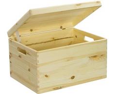 LAUBLUST Große Holzkiste Deckel und Griffe - 40x30x24cm, Natur, FSC® | Allzweck-Kiste aus Holz - Aufbewahrungskiste | Geschenk-Verpackung | Deko-Kasten zum Basteln | Spielzeug-Truhe | Erinnerungsbox