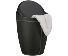 AMSTYLE Wäschebehälter LUCY Wäschekorb Farbe Schwarz Hocker mit Funktion Badhocker Bezug Kunstleder Sitzhocker 100 kg