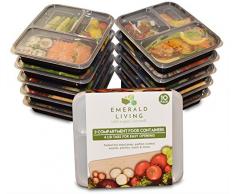 |10 pack| 3 fach Meal Prep Container. Frischhaltedosen Bento-Box Set mit Deckel. Spülmaschine, Mikrowelle, Gefrierschrank safe. BPA-frei Frishchalteboxen aus Kunststoff mit Trennwände [1L]