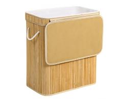 SONGMICS Wäschekorb, Wäschesammler aus Bambus, 100 L, Faltbare Wäschetruhe, Wäschebox mit herausnehmbarem Wäschesack aus Baumwolle, Wäschekiste, Wäschetonne, naturfarben LCB61Y