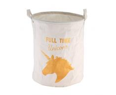 axentia Wäschetonne Einhorn weiß/gold, platzsparender Wäschesammler 40 Liter Volumen, platzsparender Wäschesack mit viel Stauraum, zusammenfaltbare Wäschetasche aus Polyester in edler Optik