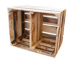 NEUE geflammte Obstkiste als Schuh- und CD/Bücherregal - stapelbar mit Zwischenbrett, hochkant +++ Natur +++ von Kontorei®