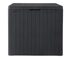 Ondis24 Keter Kissenbox, Balkonbox City, Maße ca. 58 x 44 x 55 (H) cm, Volumen ca. 113 Liter, abschließbar, anthrazit