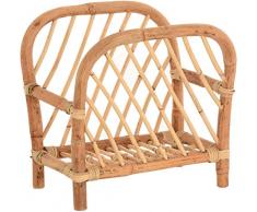 Krines Home Zeitungsständer im Retro Stil Magazinsammler aus Natur-Rattan 50er / 60er Jahre Stil gestäbt