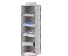 Pulchram Hängeaufbewahrung Faltbarer Hängeorganizer,hängeregal kleiderschrank,Organizer für Kleiderschrank mit 5 Breiten Fächern,Aufbewahrungssystem Set (Grau)