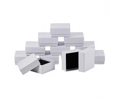 NBEADS 12 Karton Jewelry Set Boxen mit Schwamm Innen, Weiß, Quadratisch, 7,5×7,5×3,5 cm