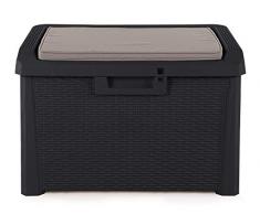 Ondis24 Kissenbox Santo kompakt Auflagenbox Gartenbox Allzweckbox Sitztruhe 120 Liter (Kompakt, Anthrazit)