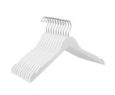 SONGMICS Kleiderbügel aus Massivholz, 10er Set, Jackenbügel, Anzugbügel, Holzbügel mit Einkerbungen, rutschfest, für Mäntel, Anzüge, Jacken, Shirts, um 360° drehbarer Haken, weiß CRW003W02
