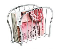 mDesign Zeitungsständer zum Aufstellen – eleganter Zeitschriftensammler aus Metall (BHT: 35,5 x 28,0 x 15,0 cm) für Badezimmer oder Büro – Zeitungshalter für Zeitungen etc. – silberfarben