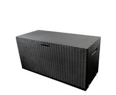 Auflagenbox Nizza, rollbar, Kunststoff, Anthrazit, 350L, 120x52xH60cm, Gartenbox Gartentruhe Kissenbox für Polsterauflagen