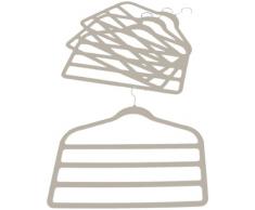 H & L Russel Ltd Raumspar-Kleiderbügel mit Stegen, Samt, 4 Stück, Taupe