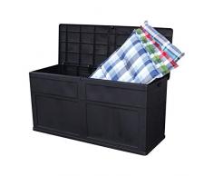 Slabo Auflagenbox mit wetterfesten Stauraum | Aufbewahrungsbox | Sitzbank | Gartenbox | Kissenbox mit klappbarem Deckel | Volumen 320 L 119x46x60cm - Schwarz