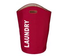 WENKO 3450120100 Wäschesammler Lumo Rot - Wäschekorb, Fassungsvermögen 65 L, 100 % Polyester, 35 x 68 x 35 cm, Rot