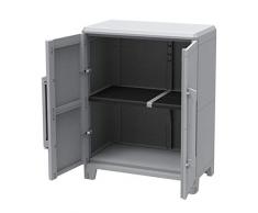 Gartenschrank aus Kunststoff. Mit modularen Böden, abschließbaren Türen und Metallscharnieren. IP43 geprüft in 3 verschiedenen Größen. (M)