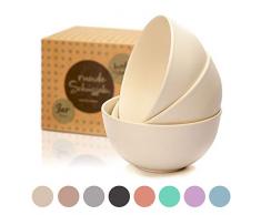 bambuswald© umweltfreundliche Schüsseln (6 Stück) - Schale 16cm Ø & 7cm Höhe - Müslischale Salatschale Obstschale Suppenschüssel | Geschirr aus Bambus : spülmaschinenfest lebensmittelecht ultraleicht