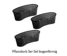 Pflanzkorb Set Pflanzhilfe Wasserpflanzen verschiedene größen Sets ideal für Fertigteiche Gartenteiche unf Fischteiche - 3er - 45 x 18 x 15 cm bogenförmig