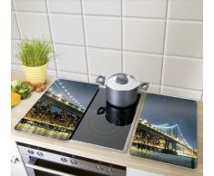 Wenko Herdabdeckplatte Universal Brooklyn Bridge, 2er Set, für alle Herdarten, Gehärtetes Glas, 30 x 52 cm, mehrfarbig, Glasabdeckplatten