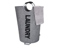 DOKEHOM 115L Großen Faltbare Wäschekörbe mit münze Tasche, Zusammenklappbaren Wäschesäcke, Kleider Tasche (Dunkelgrau, XL) EINWEG
