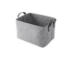 YUENA CARE S,L Aufbewahrungskorb mit Zwei Henkeln Filz Korb für Spielzeug Bücher Zeitschriften Grau